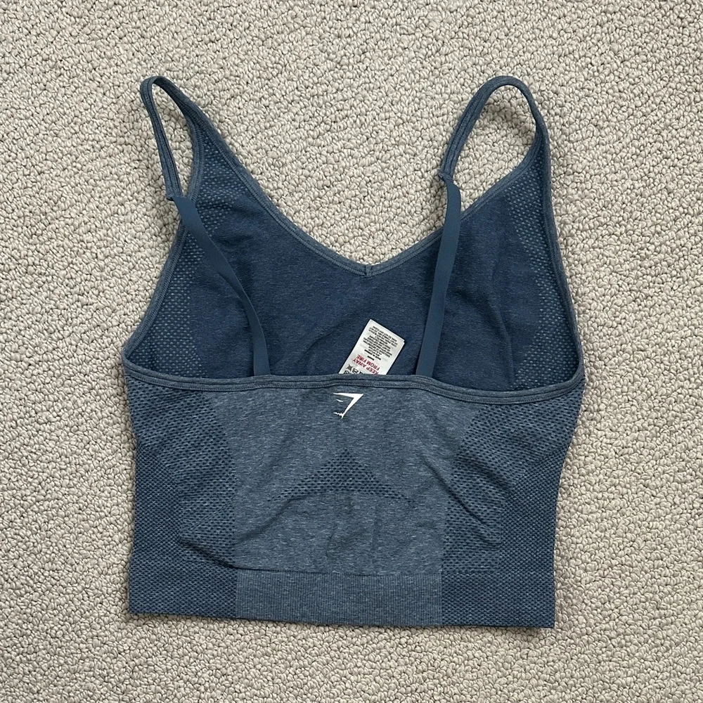 Gymshark Heathered Blue cropped tank top - Picture 3 of 3